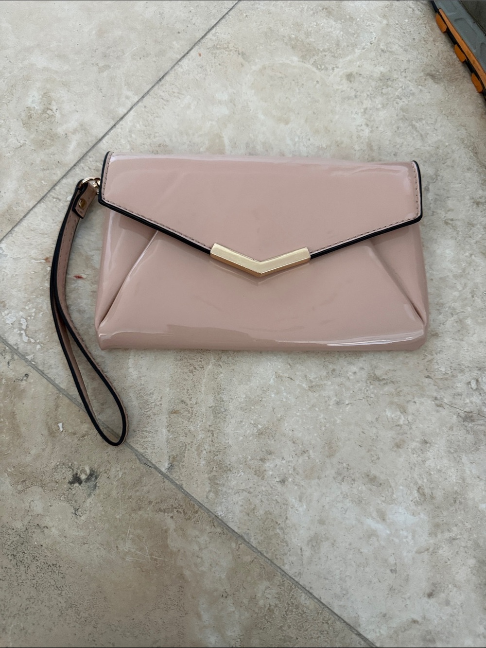 Women's Patent Wristlet Clutch in Blush Pink